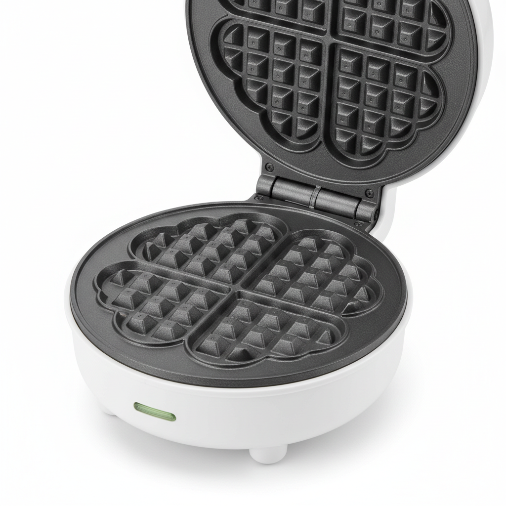 Close-up of non-stick waffle plates on white background