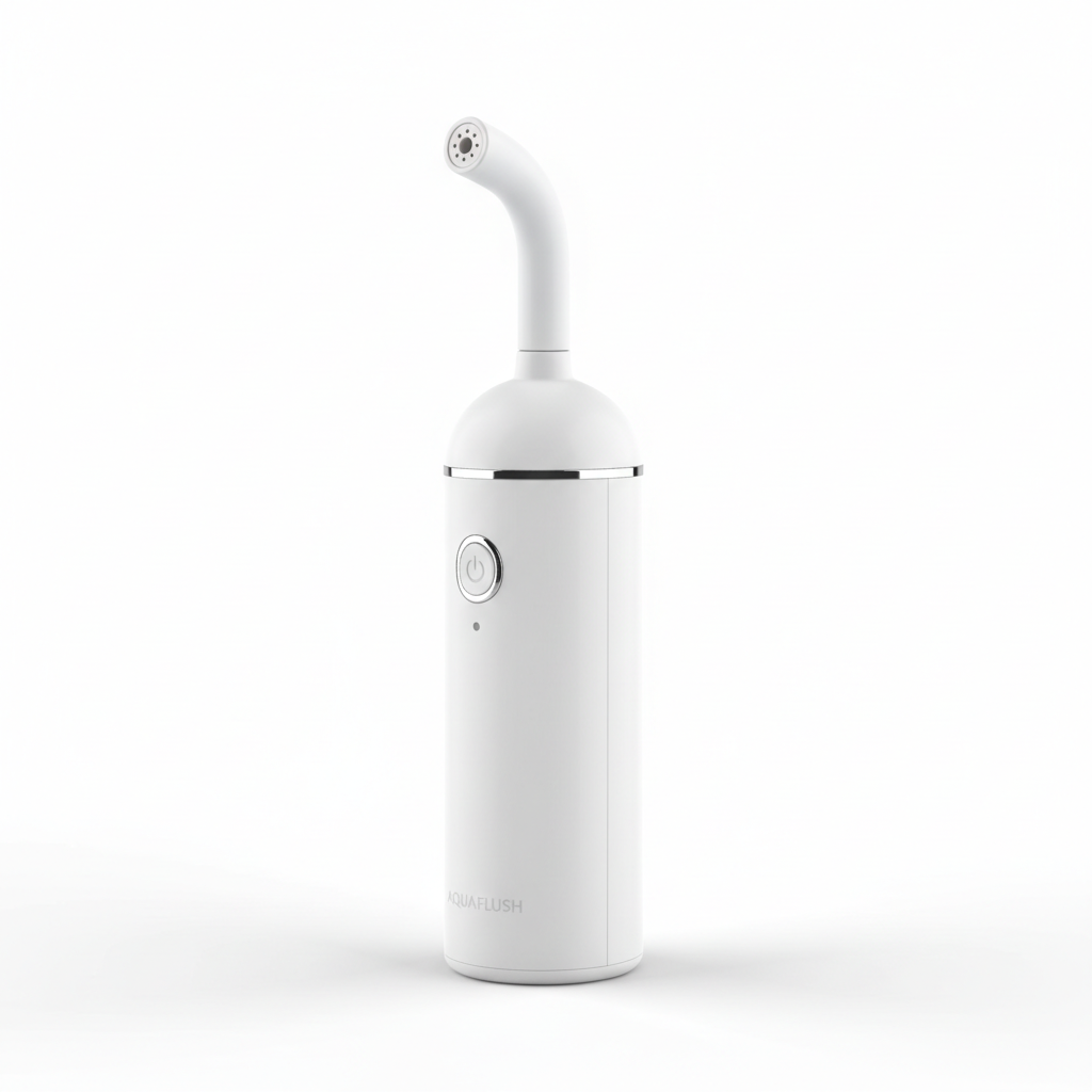 Portable electric travel bidet white device on white background